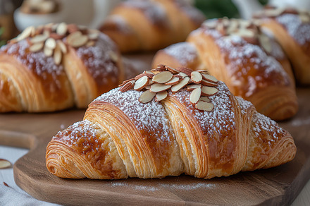 Almond Croissants: A golden pastry t, a Background Photo by Pixeness