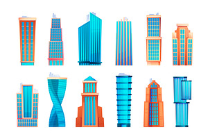 Skyscraper Buildings. Cartoon