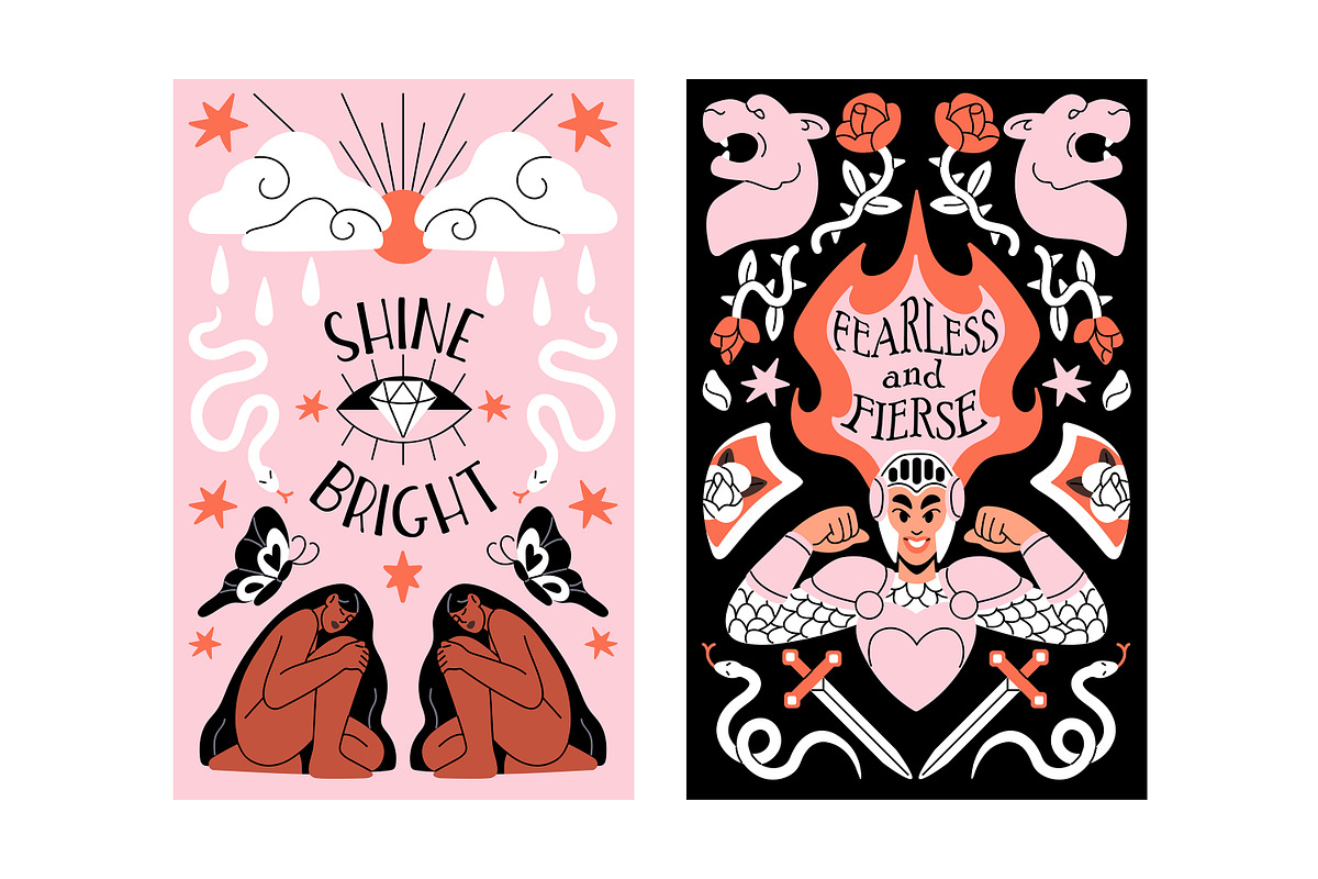 Woman power boho cards, posters set, a Decorative Illustration by PaperTrident (Photo 5 of 7)