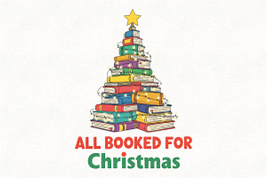 All Booked for Christmas Books Tree, an Illustration by CraftArtStudio