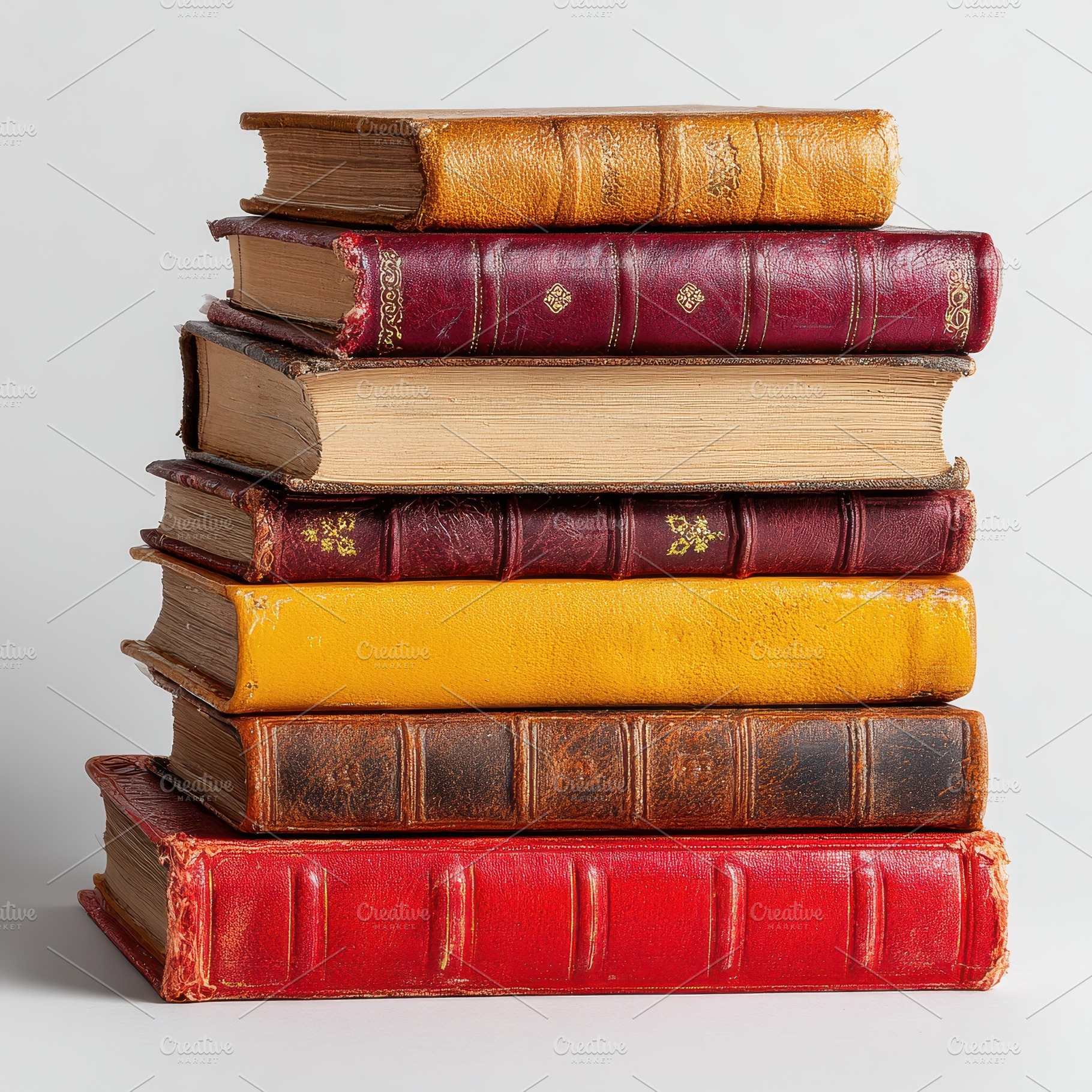 Stack of antique books leather-bound, a Photo by Pixeness Studio