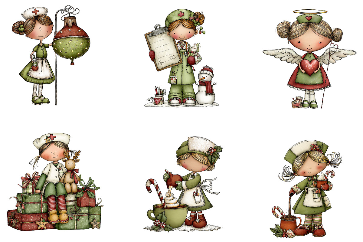 Whimsical Christmas nurse clipart, an Illustration by CreationArt (Photo 4 of 5)