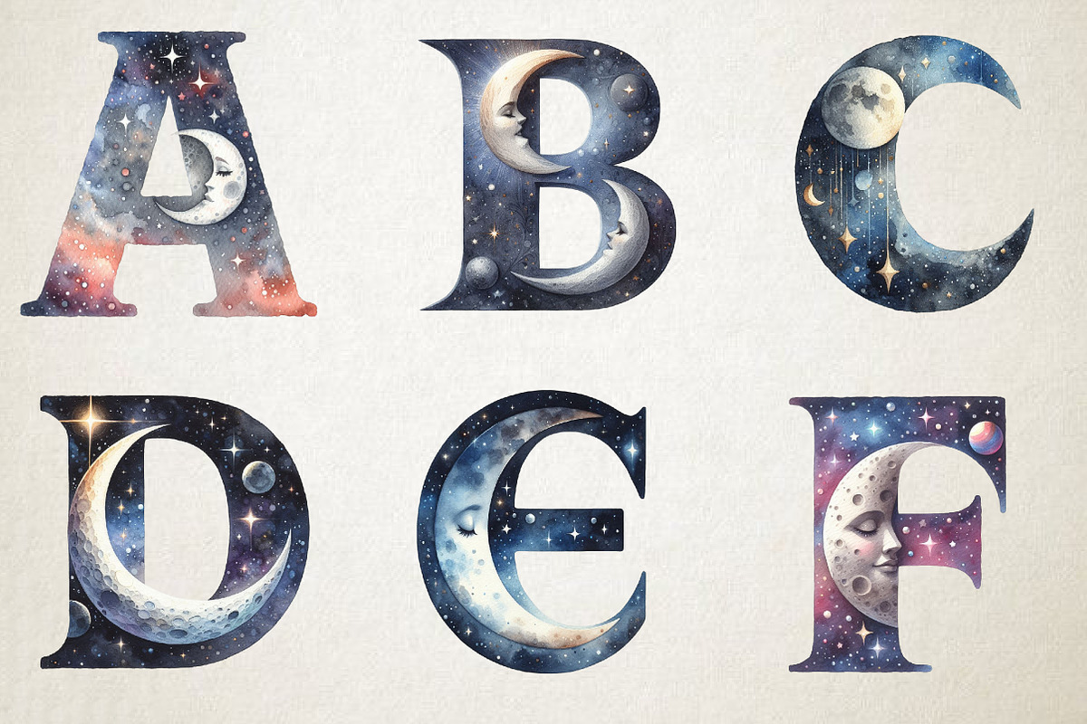 Celestial Alphabet Clipart, an Illustration by RobertsArt (Photo 6 of 7)