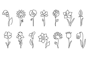 One line flower. Continuous line, an Object Illustration by winwin.art