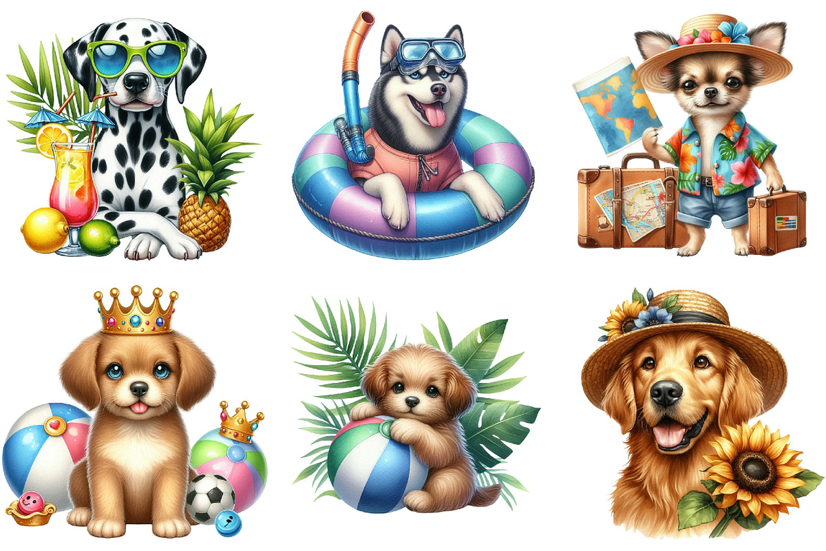 Dog Love Summer Clipart, an Illustration by Pixels.Craft (Photo 4 of 8)