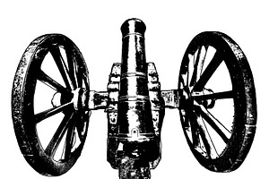 Old bronze cannon with wooden wheels isolated graphic, an Object Illustration by DanFLCreativo