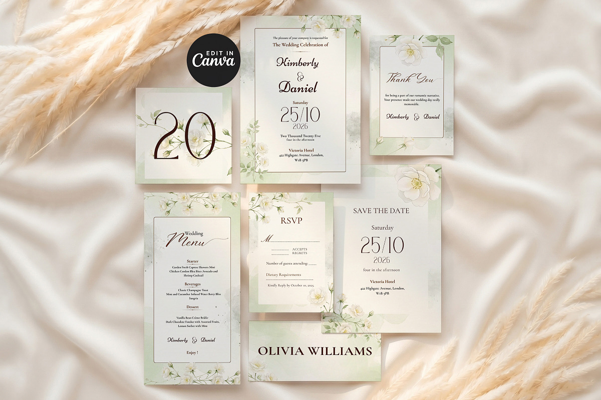 Sage Green Wedding Invitation Suite, an Invitation Template by Arslan (Photo 4 of 6)