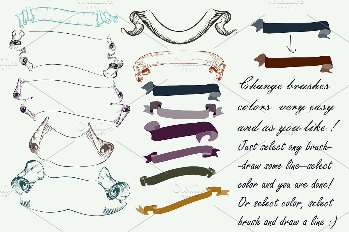 Pack of ribbon brushes preview 3