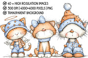 Whimsical Christmas Cute Cat Clipart, an Illustration by Pixels.Craft (Thumbnail 4 of 6)