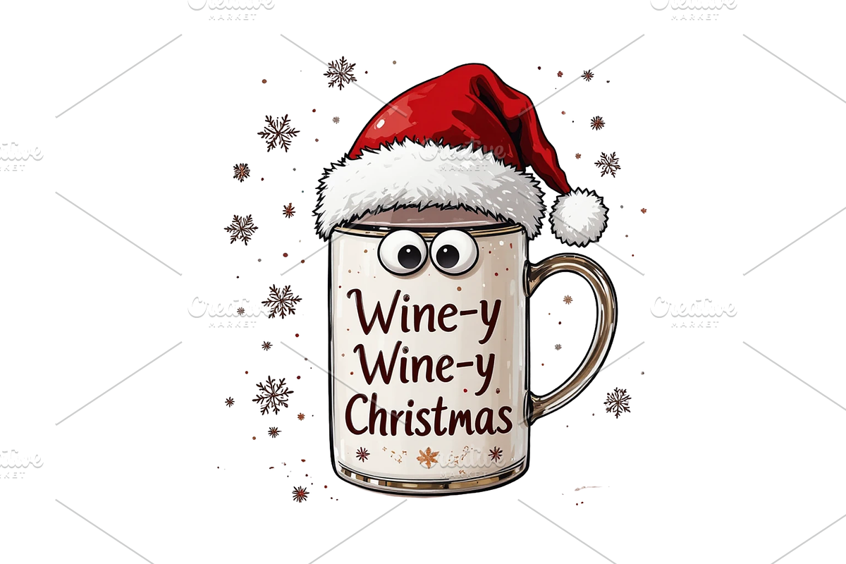 FunnyWine Christmas Cocktail Clipart, a Seasonal Illustration by Creative design (Photo 3 of 7)