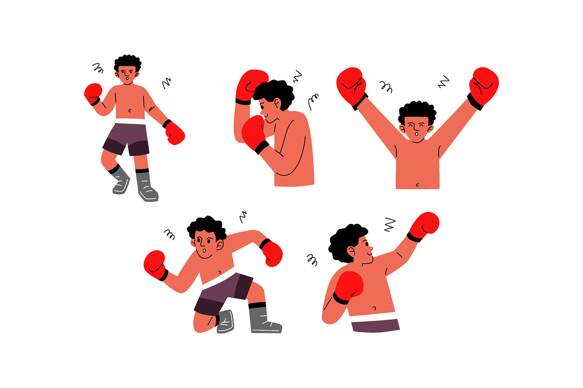 Boxing Man Character Vol 2, a Sport Illustration by SLAB! Design (Photo 3 of 3)