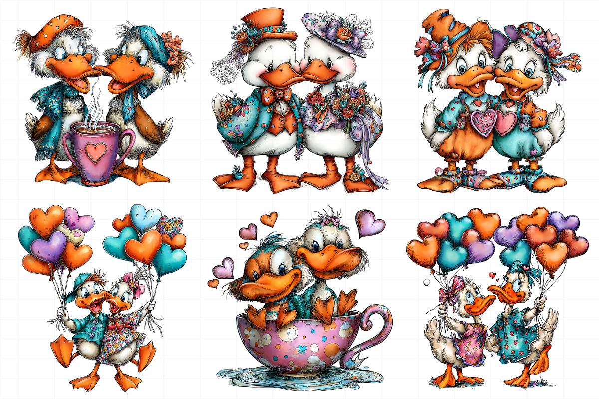 Whimsical Duck Couple Clipart, an Illustration by Daily.Designs (Photo 7 of 8)