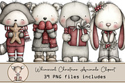 Whimsical Christmas Animals Clipart, an Illustration by DreamArtGraphic (Thumbnail 1 of 4)