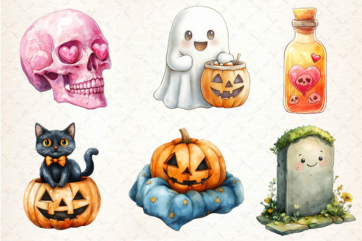 Halloween Kawaii Spooky Clipart, an Illustration by Dream Creation (Photo 4 of 7)