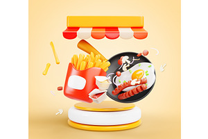 Fast Food Restaurant Flyer 3d Render