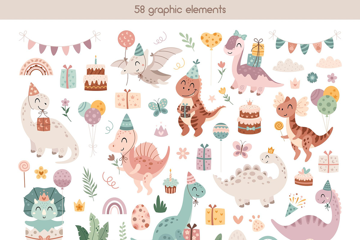 Dinosaur Birthday collection, an Animal Illustration by JulzaArt (Photo 2 of 9)