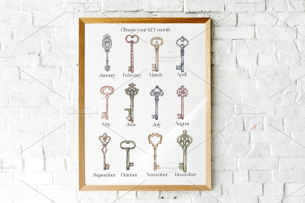Watercolor Vintage Key Set, a Decorative Illustration by MayaNavits (Photo 8 of 12)