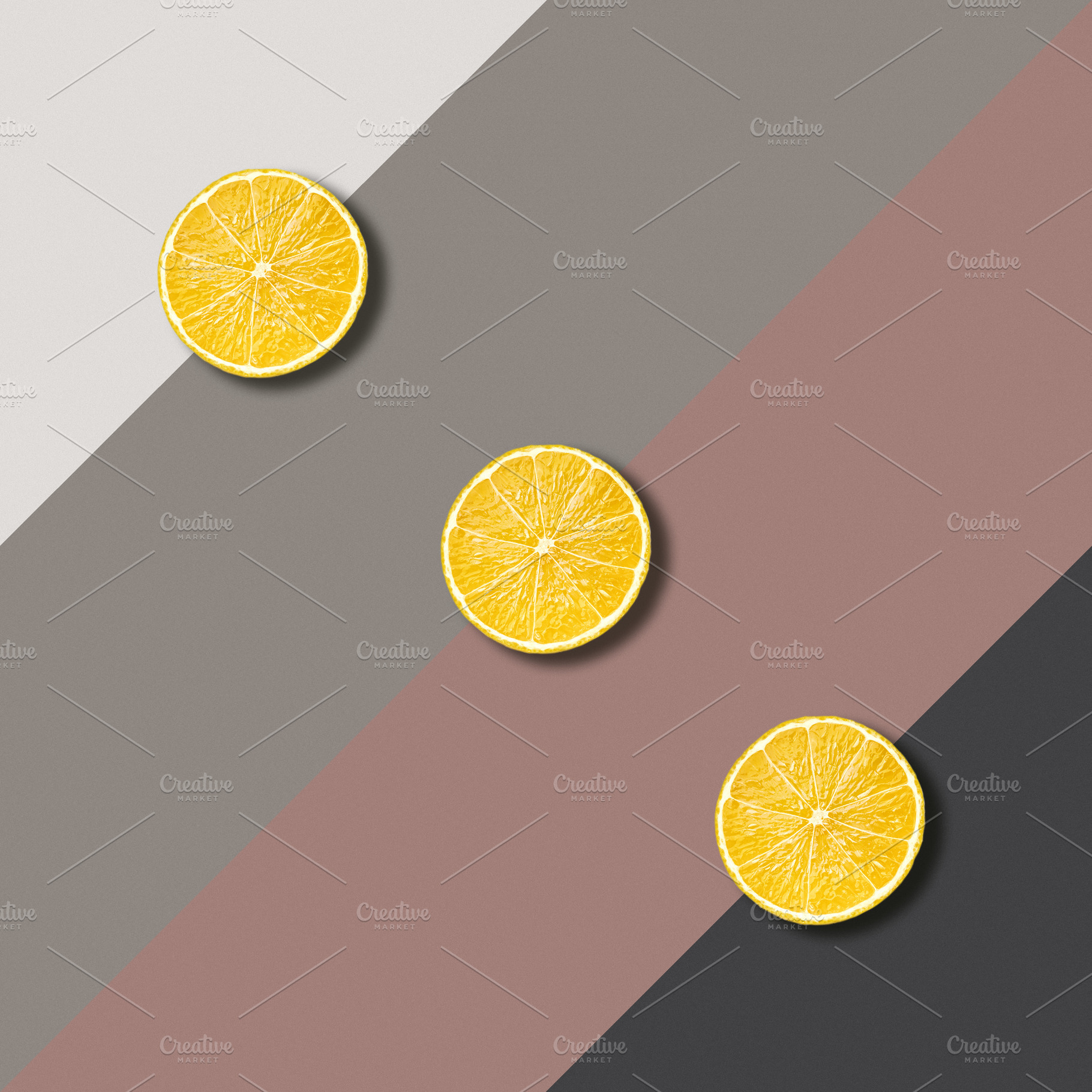 Lemon slices on color background, an Abstract Photo by BOOCYS