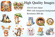 Watercolor Autumn Kitten Clipart, an Illustration by Craft Nest (Thumbnail 2 of 6)