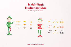 Santa's Sleigh Reindeer And Elf