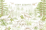 Watercolor Dinosaur Collection, an Animal Illustration by Liliia Polos Illustration (Thumbnail 1 of 11)