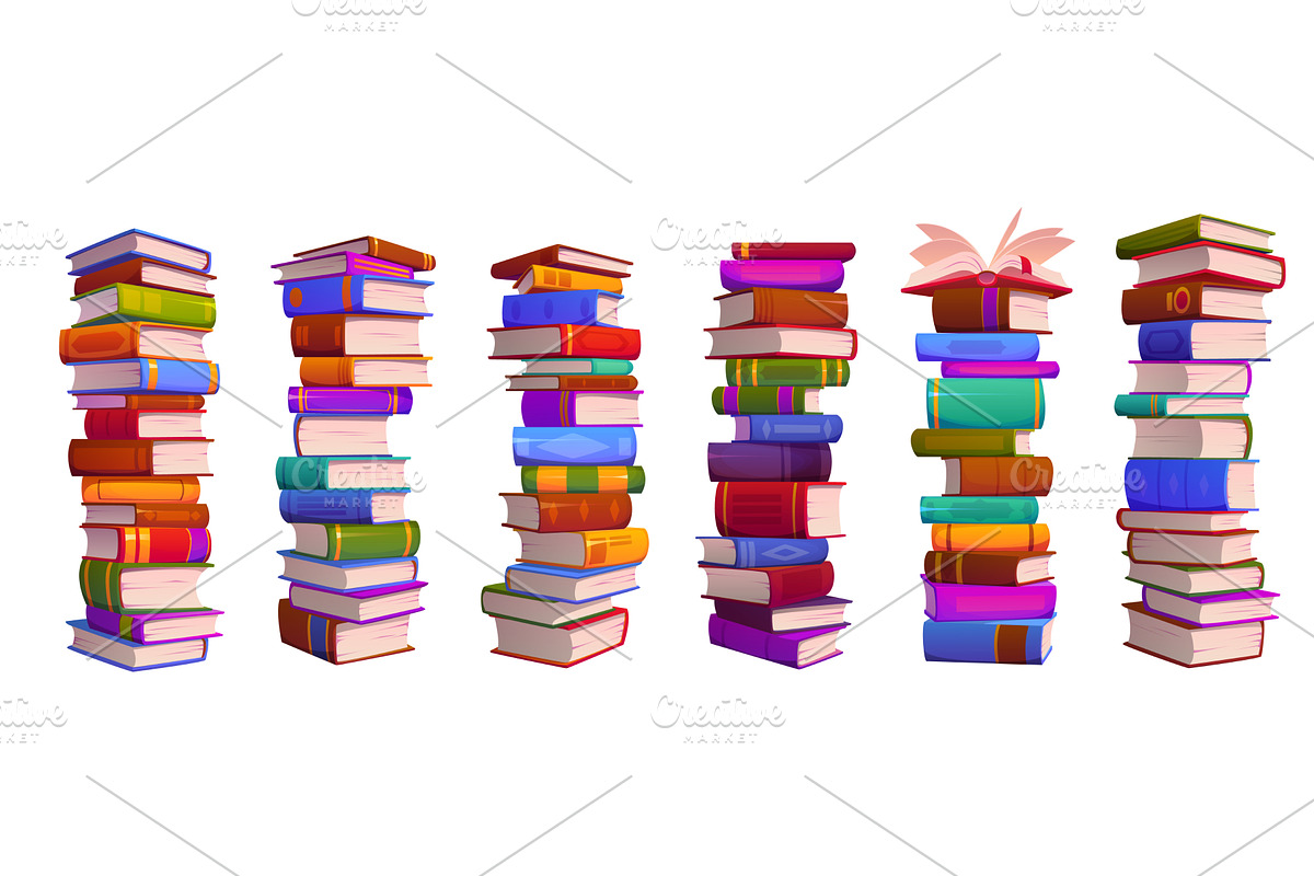 High book stacks or textbooks piles, an Illustration by Vector Tradition