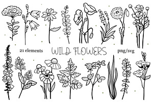 Wildflower SVG PNG Bundle
