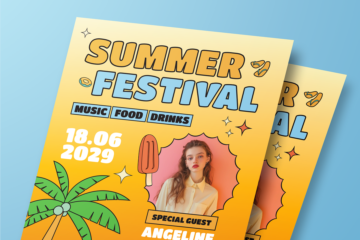Retro Summer Music Flyer Set, a Flyer Template by Annora Studio (Photo 5 of 6)