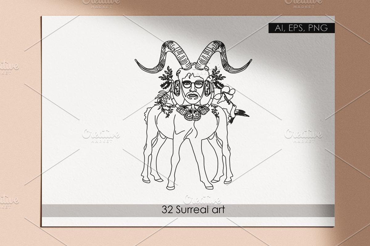 Surreal art. Surrealism line art, an Animal Illustration by velychko.ua (Photo 4 of 8)
