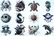 Summer Gothic Beach Aquatic Animals, an Illustration by Craft Nest (Thumbnail 3 of 6)
