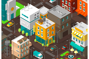 Town District Street. Isometric Road