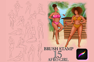 Procreate Figure Stamps Afro Girl