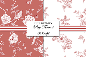 Red Toile De Jouy Patterns