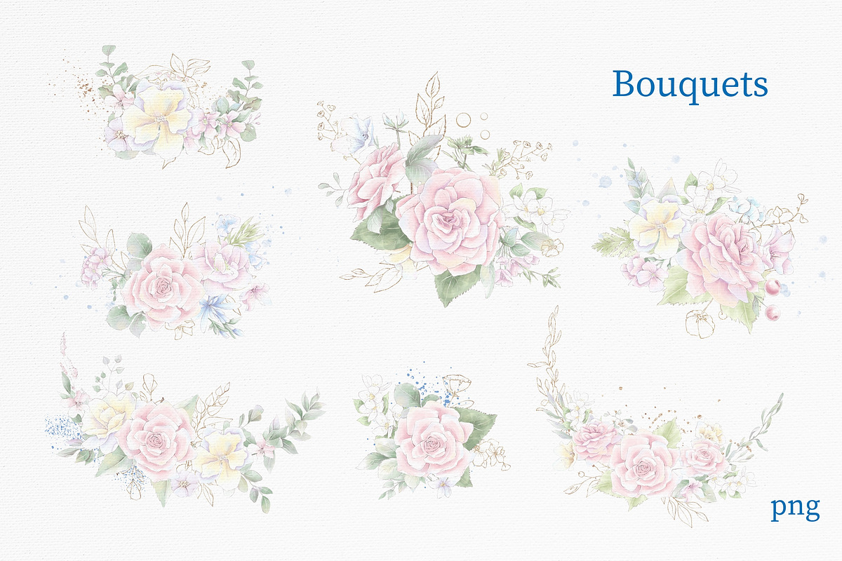 Watercolor flowers Roses clipart, an Illustration by Yuliya Art (Photo 3 of 19)