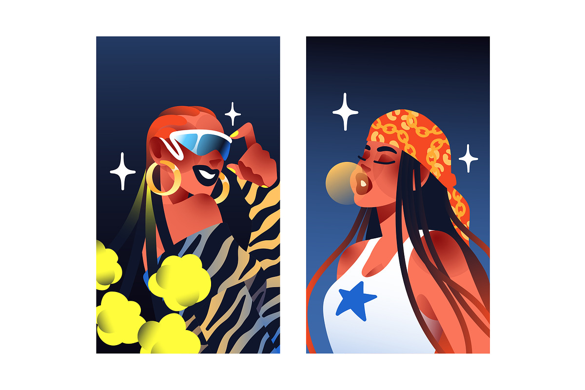 Fashion girls portraits set + banner, a Person Illustration by PaperTrident (Photo 6 of 10)