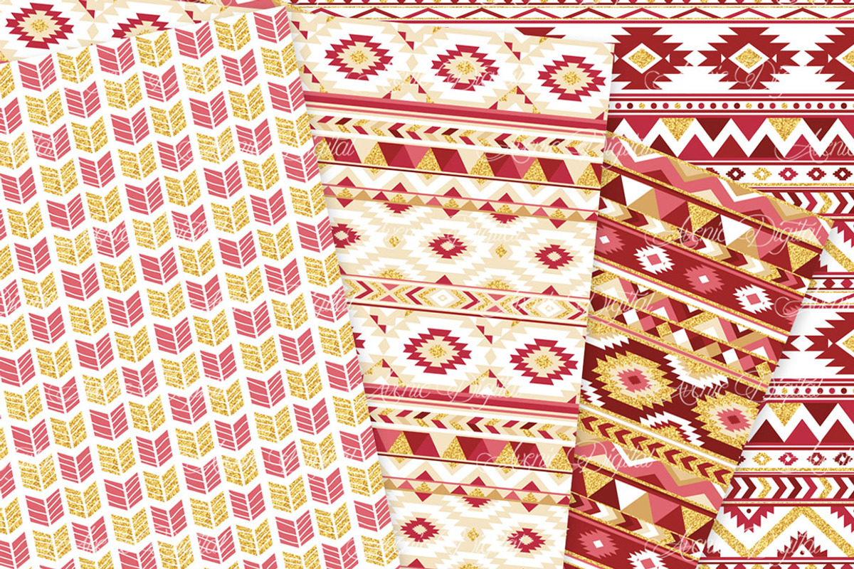 Red & Gold Boho Seamless Pattern, a Pattern Graphic by Avenie Digital (Photo 4 of 4)