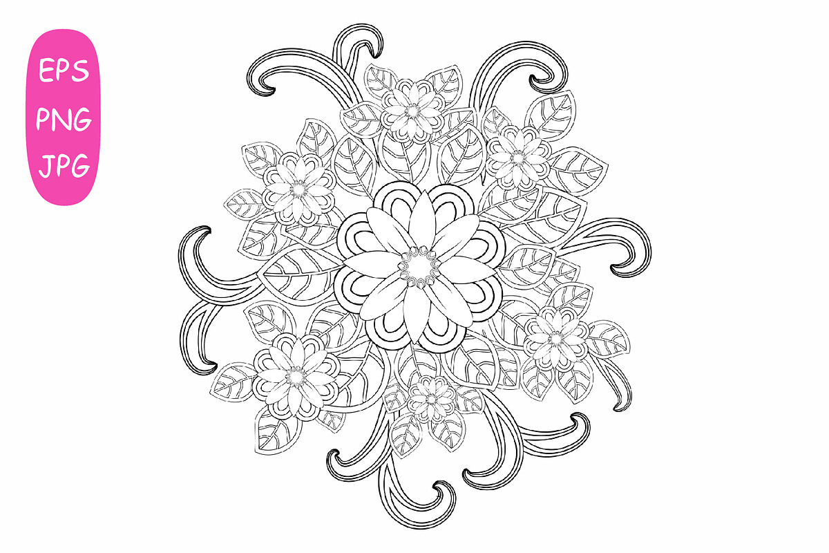 Flower Mandala: 5 Adult Coloring 2, a Poster Template by Michiru13 (Photo 4 of 6)