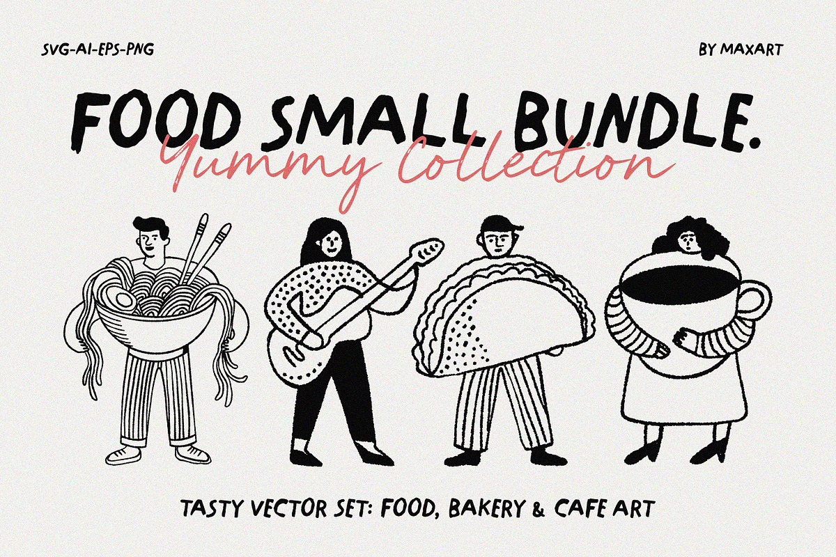 YUMMY FOOD BUNDLE Vol.1: Hand-Drawn, a Food Illustration by MaxArt Foundry (Photo 1 of 9)