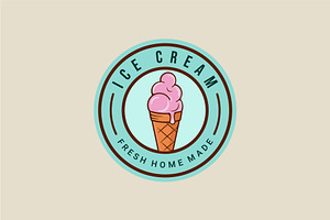 ice cream logo vector emblem design, a Branding & Logo Template by zyxroun shop