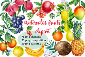Watercolor fruits clipart