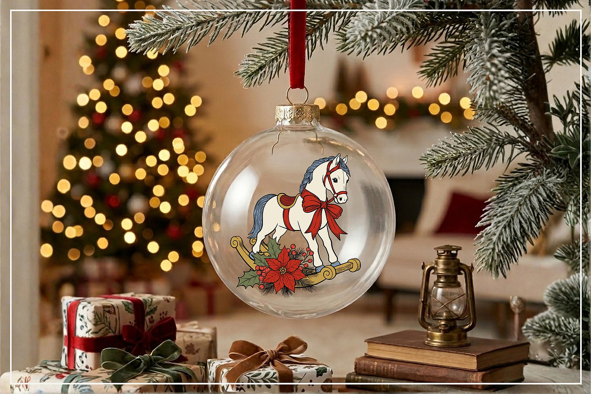 Retro Christmas Clipart Vector Set, an Animal Illustration by ilonitta (Photo 2 of 12)