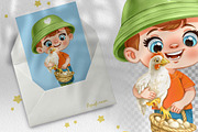 Boy with a chickens and hen, a Person Illustration by Azuzlikus (Thumbnail 2 of 2)