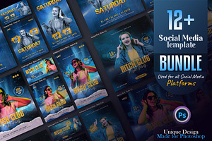 Party Social Media Template Bundle, a Social Media Template by Creative_View