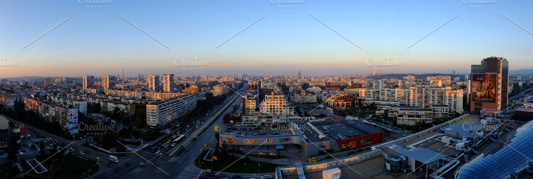 Sunset over Sofia from above, an Architecture Photo by rumen.penchev