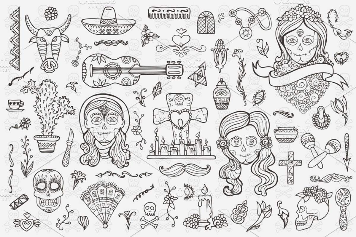 Day of Dead. 60+ vector elements., an Illustration by MariShop (Photo 3 of 4)