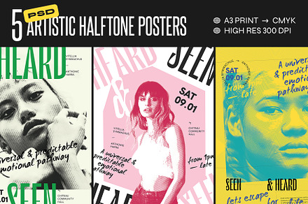 HALFTONE Artistic Poster Templates, a Poster Template by Bornx Design