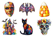 Halloween Stained Glass Clipart, an Illustration by Daily.Designs (Thumbnail 4 of 5)