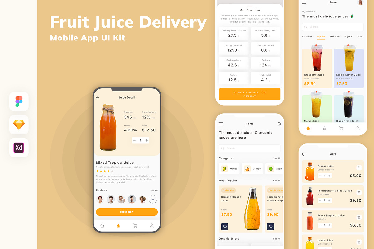 Fruit Juice Delivery App UI Kit, an UI Kit Template by uicube
