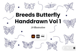 Breeds Butterfly Hand-Drawn Vol. 1, an Animal Illustration by SLAB! Design
