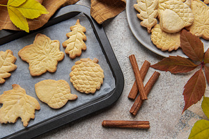 Autumn baking cookies creating seasonal cinnamon flavor treats, a Food & Drink Photo by Olena Rudo